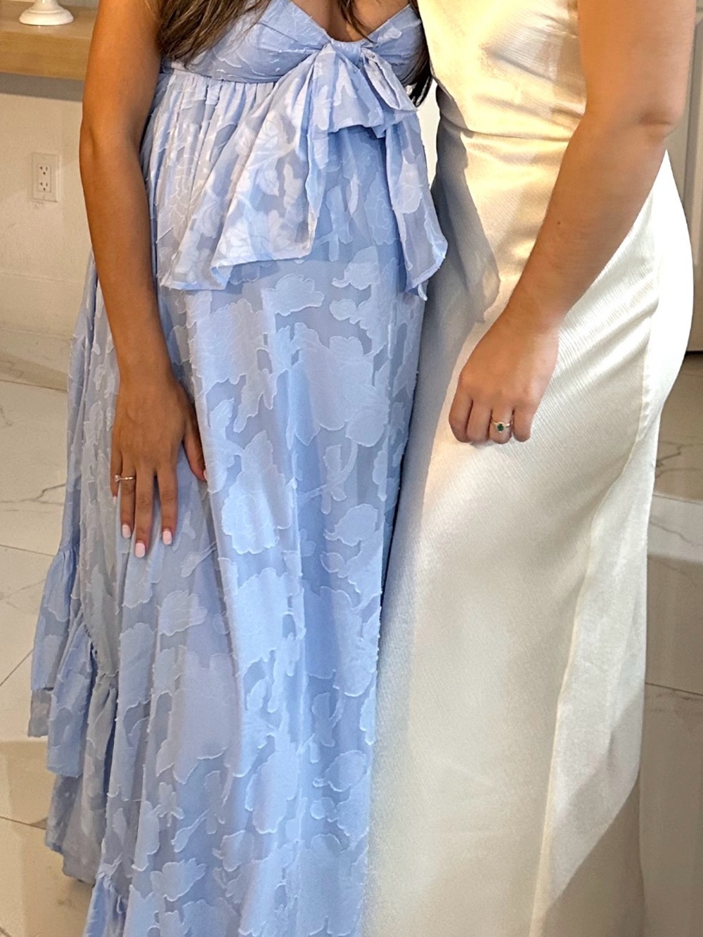 Hello Molly Powder Blue Floral Maxi Dress with Front Bow